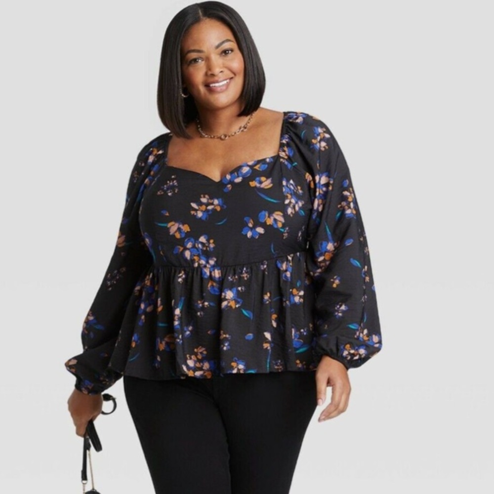 Ava & Viv Floral Peplum Blouse